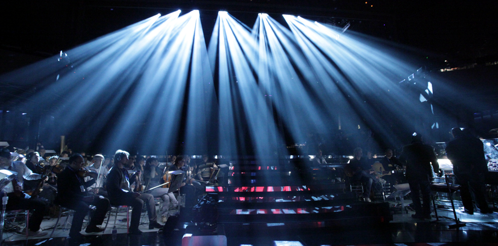 Clay Paky at the 2011 Sanremo Music Festival, on Gaetano Castelli's set with lighting designed by Ivan Pierri