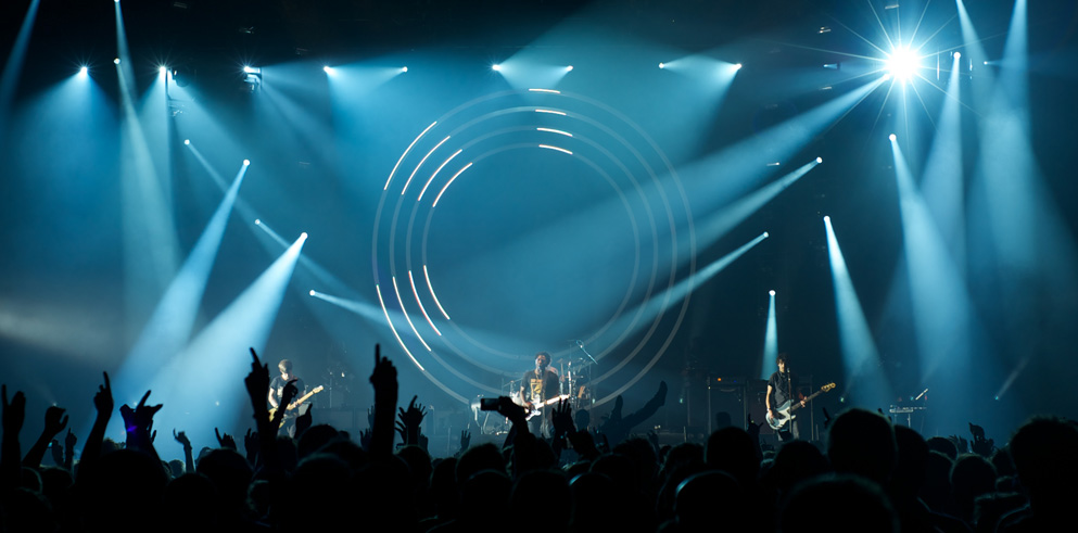 Clay Paky with the indie-rock band Bloc Party