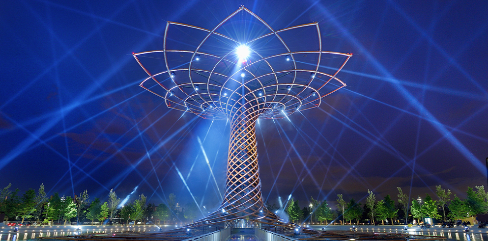 Clay Paky Mythos dazzles on Tree of Life at Milan Expo 2015