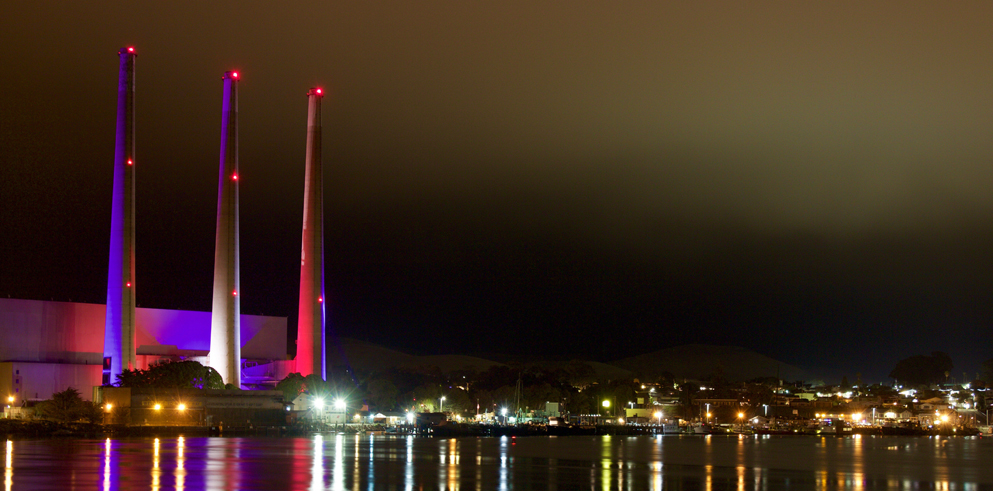 Claypaky B-EYE K10s Light Up Morro Bay Stacks Art Light Installation Project