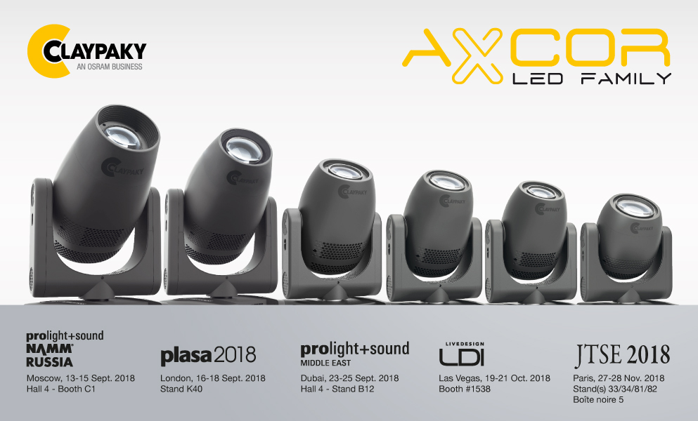 Claypaky presents new Axcor units and other exciting new products on 4 continents
