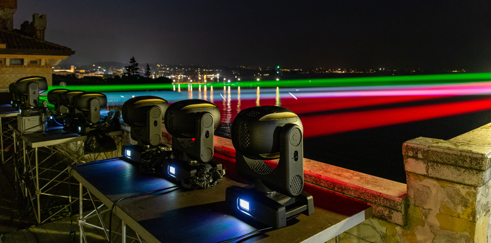 Claypaky Xtylos units conjure up the airshow by the Italian air force stunt team on Lake Garda