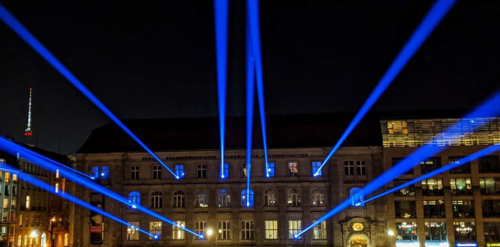 Claypaky Xtylos and Warming Stripes – Light installation at Gendarmenmarkt