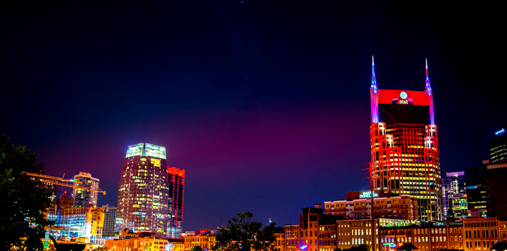 DCR Nashville and Nathan Alves Partner on Mobile Visual Art Platform Filled with Claypaky Scenius Fixtures to Paint Nashville Landmarks Red