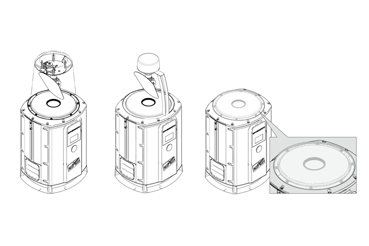 Spheriscan in 3 different modes: with mirror (under a tumbler-shaped cover or with a special mirror holder) and without mirror