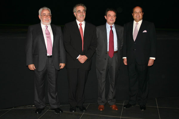 From left to right: Domingo Latorre (Stonex), Enrico Caironi, Pasquale Quadri (Clay Paky), Javier Riestra (Stonex)