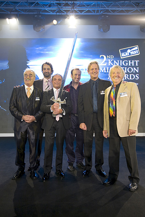 From L to R: Enrico Caironi (Clay Paky), Durham Marenghi (Rock Chairman), Pasquale Quadri (Clay Paky), Rick Fisher (Theatre chairman), Stuart Gain (“TV” chairman), John Watt