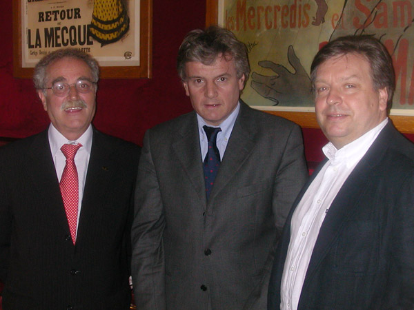 Left to Right: Enrico Caironi (Clay Paky Commercial Director); Jean-Jacques Clerico (Moulin Rouge President); Christian Bréan (LD Moulin Rouge).