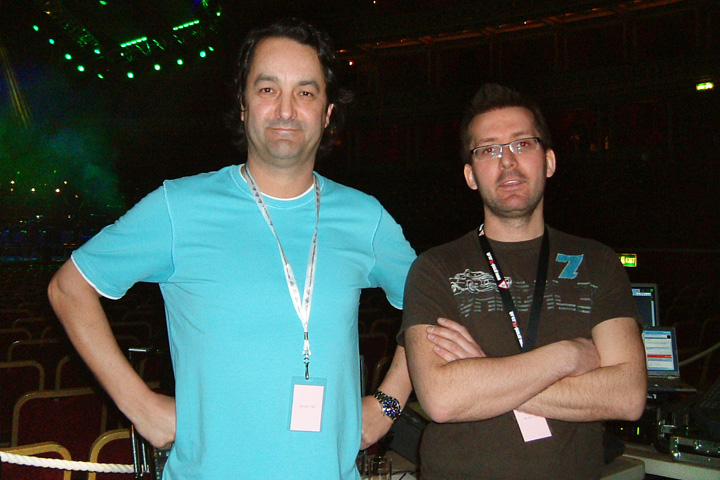 Durham Marenghi with Tim Routledge lighting programmer from GrandMA