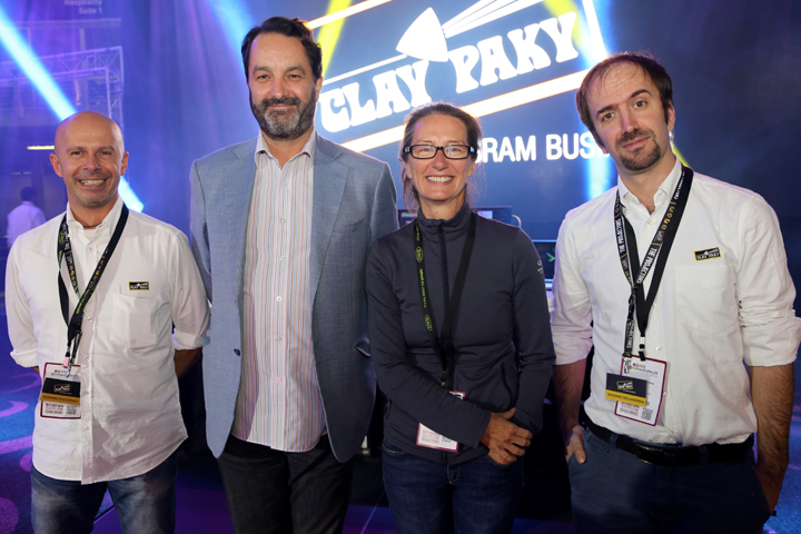 From L to R: Giovanni Zucchinali (Clay Paky Product Portfolio Manager), Durham Marenghi (LD), Paule Constable (LD), Massimo Bolandrina (Clay Paky Sales Manager)