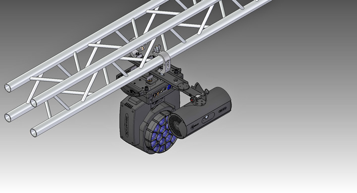 Zac-Eye: connected to a Claypaky fixture mounted on truss