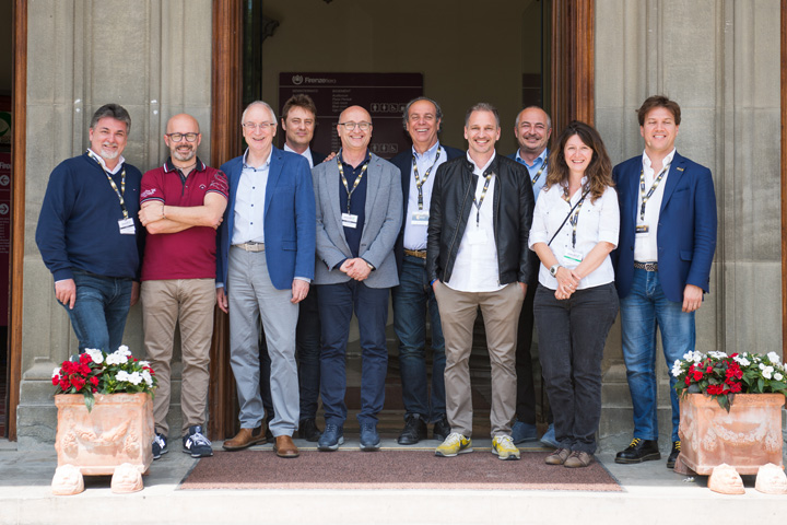 The Claypaky team pictured with Showlight chairman John Allen at the Palazzo dei Congressi
